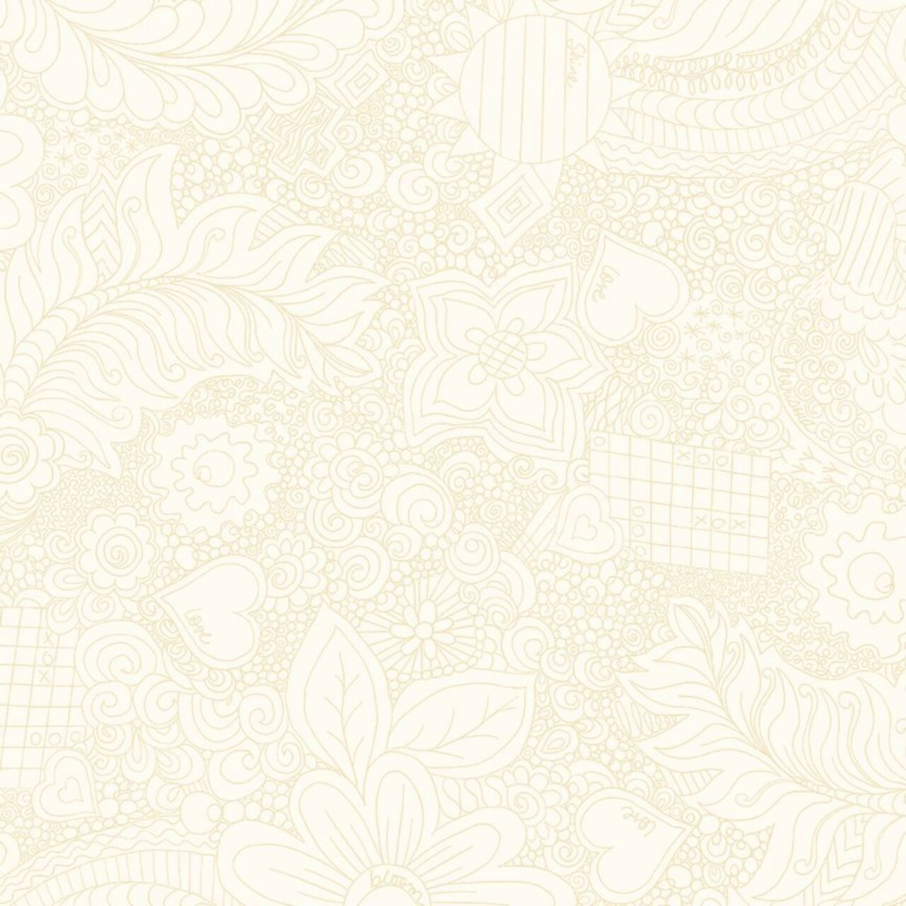 Fabric Timeless Treasures Cream Doodle Floral Impact Extra Wide 108" Wide Back by the Quarter Yard CD3840-CREAM
